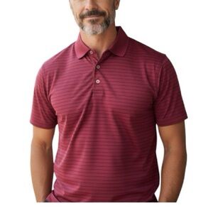 Donald Ross  Men's Striped Polo Shirt - pink large
